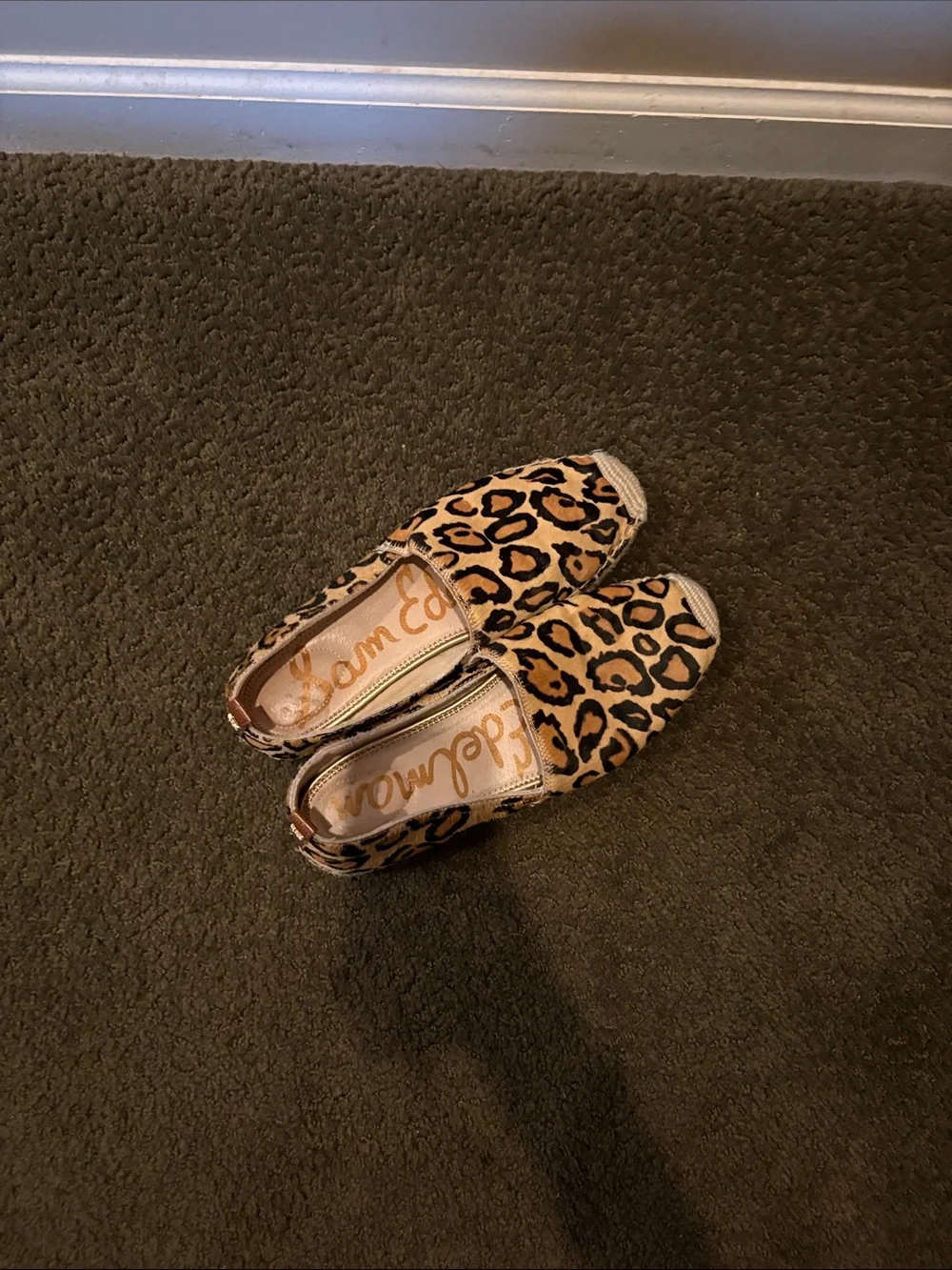 Sam Edelman Leopard Print Espadrille Slip-Ons in Brown and Tan